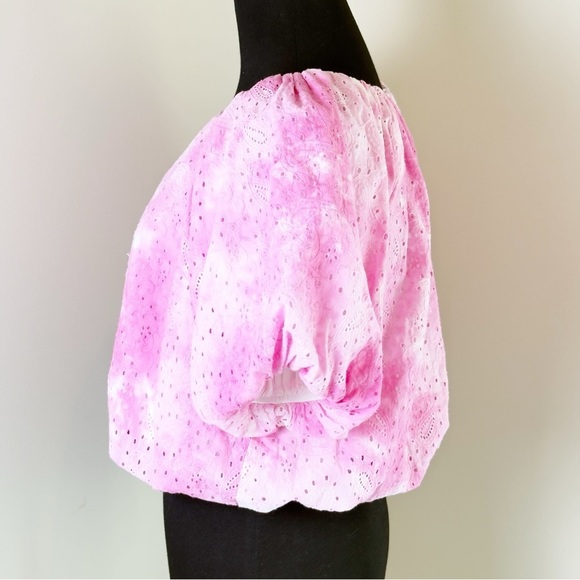 Free the Roses Paisely Eyelet Balloon Top with Tie-dye Effect XS - Picture 4 of 9